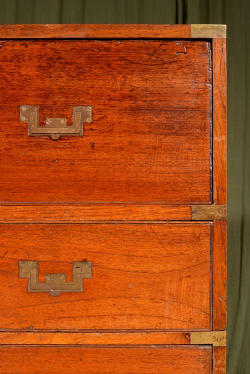 AN ANGLO INDIAN TEAK SECRETAIRE CAMPAIGN CHEST C1870 - ADDITIONAL PHOTO 7