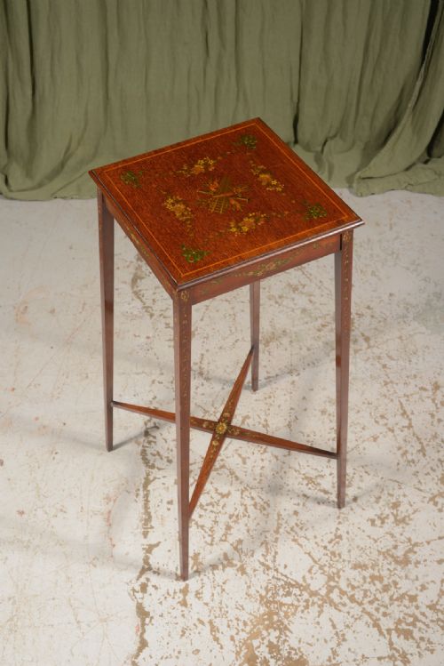 AN EDWARDIAN SHERATON REVIVAL PAINTED MAHOGANY OCCASIONAL TABLE C1905 - ADDITIONAL PHOTO 1