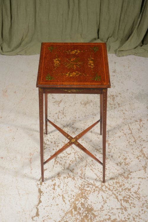AN EDWARDIAN SHERATON REVIVAL PAINTED MAHOGANY OCCASIONAL TABLE C1905 - ADDITIONAL PHOTO 3