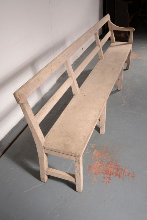 A VICTORIAN 9 FOOT CHAPEL BENCH IN ORIGINAL PAINT C1860 - ADDITIONAL PHOTO 4