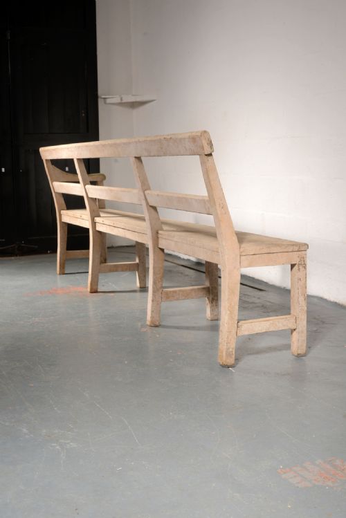 A VICTORIAN 9 FOOT CHAPEL BENCH IN ORIGINAL PAINT C1860 - ADDITIONAL PHOTO 7