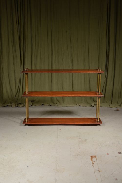 VICTORIAN TEAK AND GILT BRASS CAMPAIGN SHELVES ATTRIBUTED TO ARMY NAVY CSL C1880 - ADDITIONAL PHOTO 1