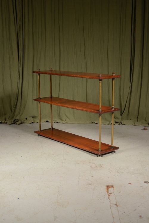 VICTORIAN TEAK AND GILT BRASS CAMPAIGN SHELVES ATTRIBUTED TO ARMY NAVY CSL C1880 - ADDITIONAL PHOTO 2
