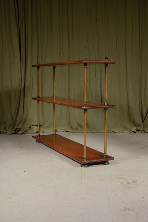 VICTORIAN TEAK AND GILT BRASS CAMPAIGN SHELVES ATTRIBUTED TO ARMY NAVY CSL C1880 - ADDITIONAL PHOTO 3