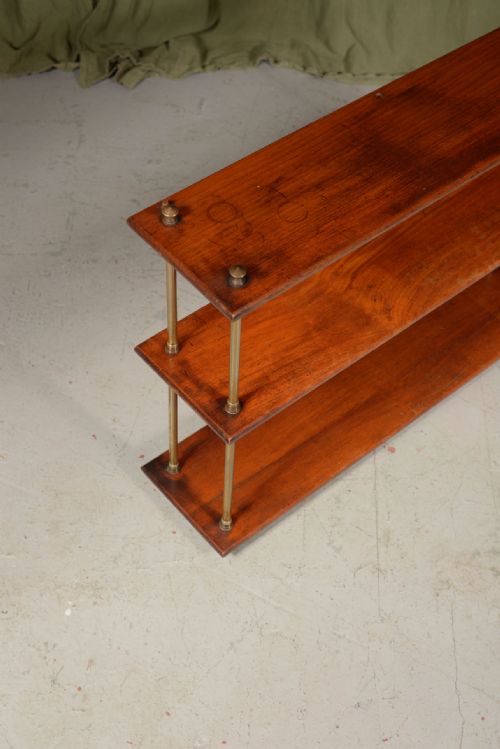 VICTORIAN TEAK AND GILT BRASS CAMPAIGN SHELVES ATTRIBUTED TO ARMY NAVY CSL C1880 - ADDITIONAL PHOTO 4