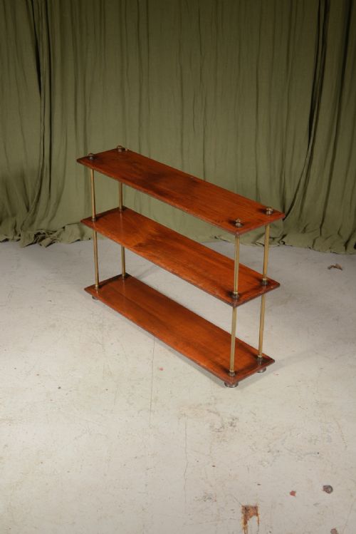 VICTORIAN TEAK AND GILT BRASS CAMPAIGN SHELVES ATTRIBUTED TO ARMY NAVY CSL C1880 - ADDITIONAL PHOTO 5
