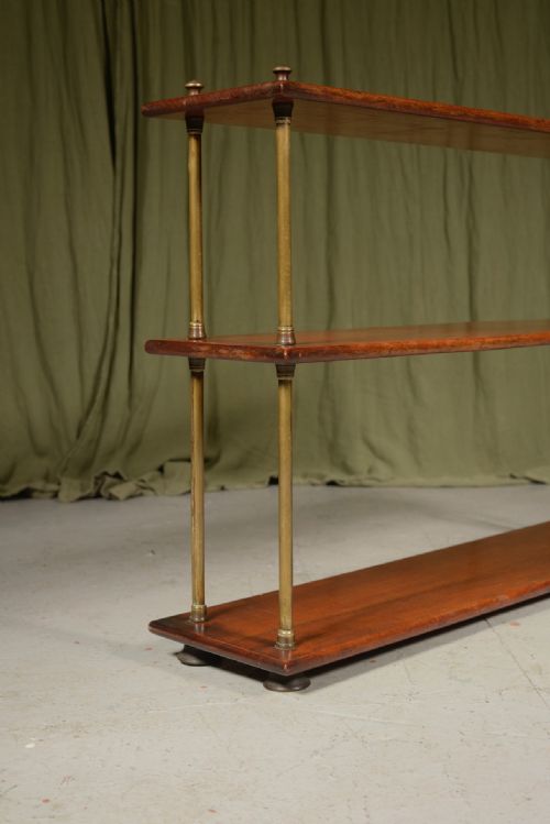 VICTORIAN TEAK AND GILT BRASS CAMPAIGN SHELVES ATTRIBUTED TO ARMY NAVY CSL C1880 - ADDITIONAL PHOTO 9