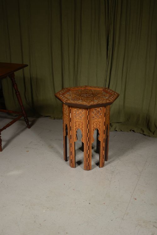 A SYRIAN MOTHER OF PEARL INLAID OCTAGONAL TABLE FOR LIBERTY CO C1900 - ADDITIONAL PHOTO 3