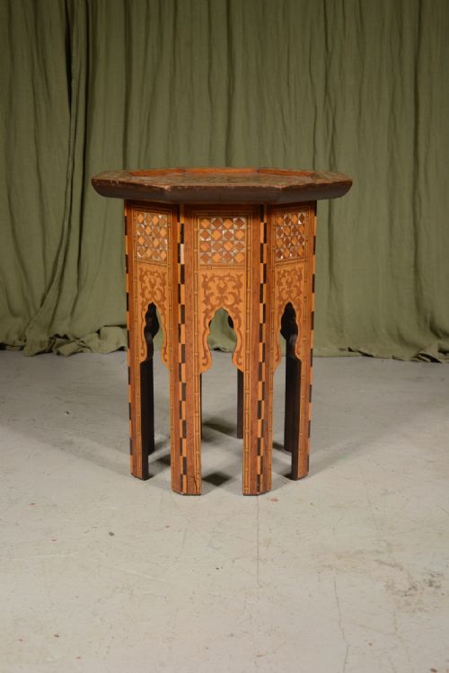 A SYRIAN MOTHER OF PEARL INLAID OCTAGONAL TABLE FOR LIBERTY CO C1900 - ADDITIONAL PHOTO 4