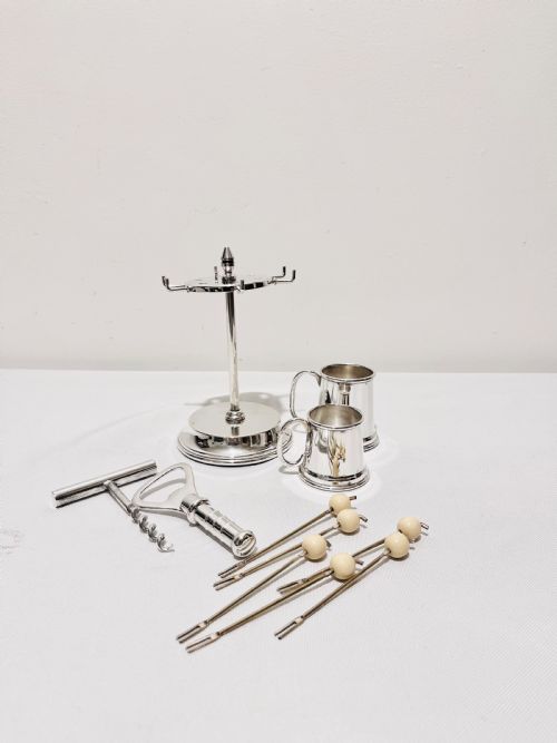 SILVER PLATED COCKTAIL MAKING TOOL SET OR BAR ACCESSORIES C1940 - ADDITIONAL PHOTO 2