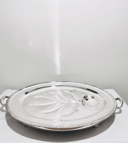 LARGE ANTIQUE SILVER PLATED MEAT DOME COVER BASE C1880 - ADDITIONAL PHOTO 2