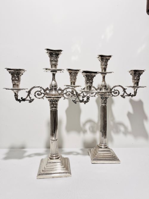 pair of antique silver plated candelabra c1880 by f green sons of sheffield - CATEGORY: ANTIQUE SILVER - DATED 1880