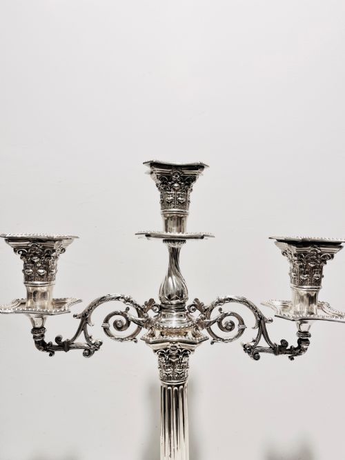 PAIR OF ANTIQUE SILVER PLATED CANDELABRA C1880 BY F GREEN SONS OF SHEFFIELD - ADDITIONAL PHOTO 1