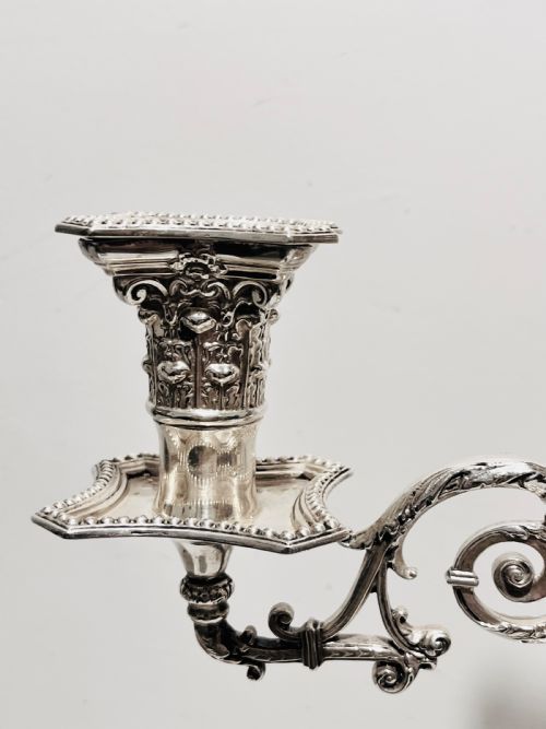 PAIR OF ANTIQUE SILVER PLATED CANDELABRA C1880 BY F GREEN SONS OF SHEFFIELD - ADDITIONAL PHOTO 2