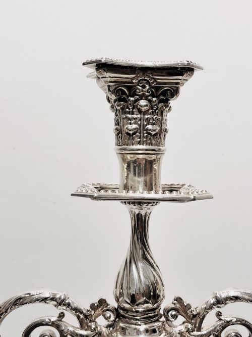 PAIR OF ANTIQUE SILVER PLATED CANDELABRA C1880 BY F GREEN SONS OF SHEFFIELD - ADDITIONAL PHOTO 5