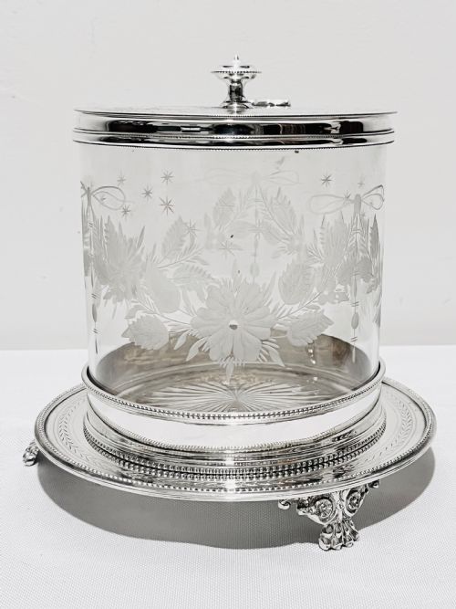 smart antique biscuit box by mappin webb c1880 - CATEGORY: ANTIQUE GLASS - DATED 1880