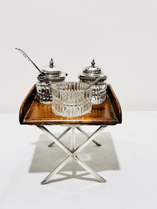 novelty antique silver plated cruet modelled as a butlers tray c1890 - CATEGORY: ANTIQUE SILVER - DATED 1890