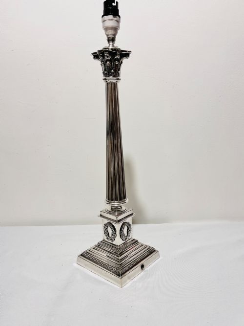 smart antique silver plated table lamp c1920 - CATEGORY: ANTIQUE LIGHTING - DATED 1920