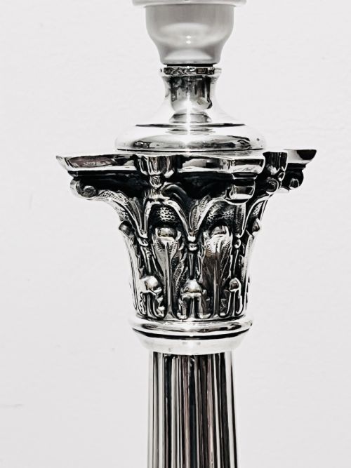 SMART ANTIQUE SILVER PLATED TABLE LAMP C1920 - ADDITIONAL PHOTO 2