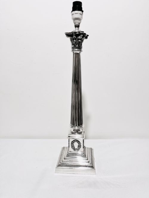 SMART ANTIQUE SILVER PLATED TABLE LAMP C1920 - ADDITIONAL PHOTO 4