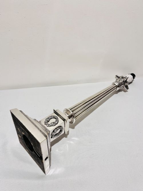 SMART ANTIQUE SILVER PLATED TABLE LAMP C1920 - ADDITIONAL PHOTO 5