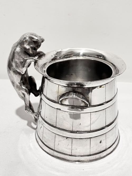 cat got the cream novelty milk churn by reed barton c1880 - CATEGORY: ANTIQUE SILVER - DATED 1880
