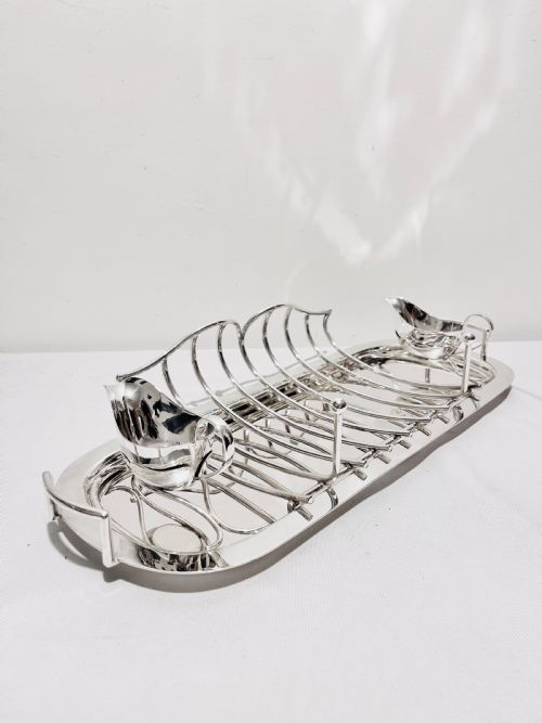 SMART ANTIQUE SILVER PLATED ASPARAGUS SERVER BY GOLDSMITHS SILVERSMITHS C1900 - ADDITIONAL PHOTO 1