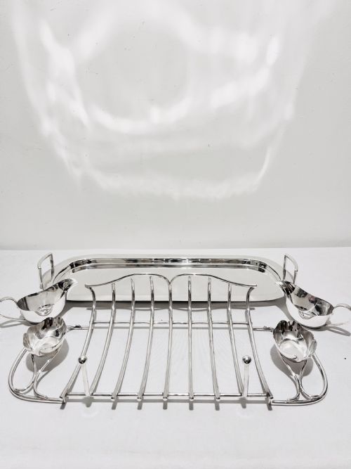 SMART ANTIQUE SILVER PLATED ASPARAGUS SERVER BY GOLDSMITHS SILVERSMITHS C1900 - ADDITIONAL PHOTO 3