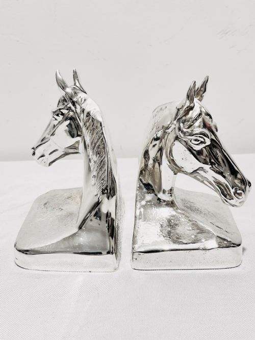 smart vintage silver plated horse head book ends c1940 - CATEGORY: ANTIQUE MISCELLANEOUS - DATED 1940