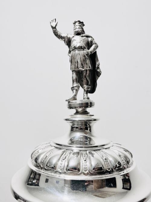 ENORMOUS ANTIQUE SILVER PLATED COW HORN TABLE DECORATION C1880 - ADDITIONAL PHOTO 5