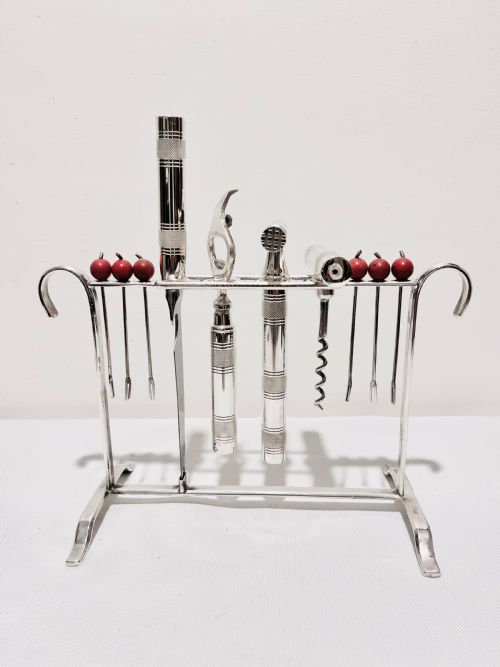 ANTIQUE SILVER PLATED COCKTAIL BAR TOOLS ACCESSORIES SET C1920 BY PHV - ADDITIONAL PHOTO 1