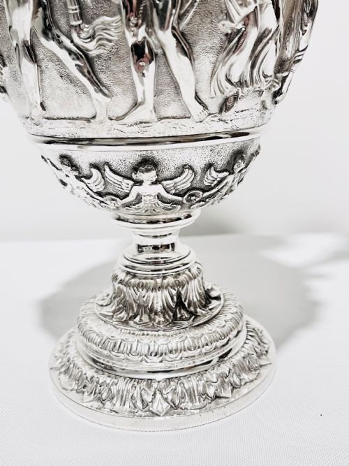 ANTIQUE SILVER PLATED TALL CLARET JUG WITH RELIEF WORK C1880 - ADDITIONAL PHOTO 5