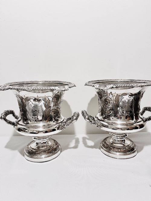 pair of antique old sheffield silver plate wine coolers c1830 - CATEGORY: ANTIQUE SILVER - DATED 1800