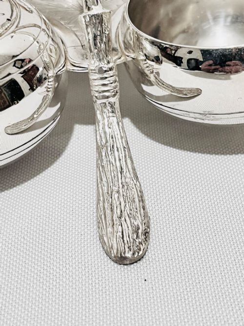 NOVELTY SILVER PLATED CRUET IN THE FORM OF CURLING STONES AND BRUSHES C1880 - ADDITIONAL PHOTO 2