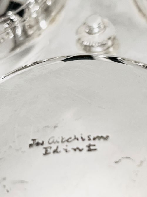 NOVELTY SILVER PLATED CRUET IN THE FORM OF CURLING STONES AND BRUSHES C1880 - ADDITIONAL PHOTO 5