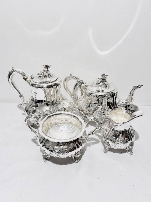 antique silver plated 4 piece tea coffee set by elkington company c1880 - CATEGORY: ANTIQUE SILVER - DATED 1880