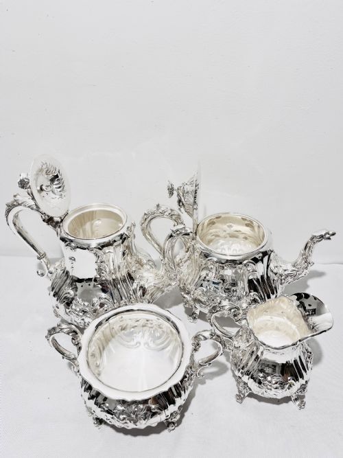 ANTIQUE SILVER PLATED 4 PIECE TEA COFFEE SET BY ELKINGTON COMPANY C1880 - ADDITIONAL PHOTO 1