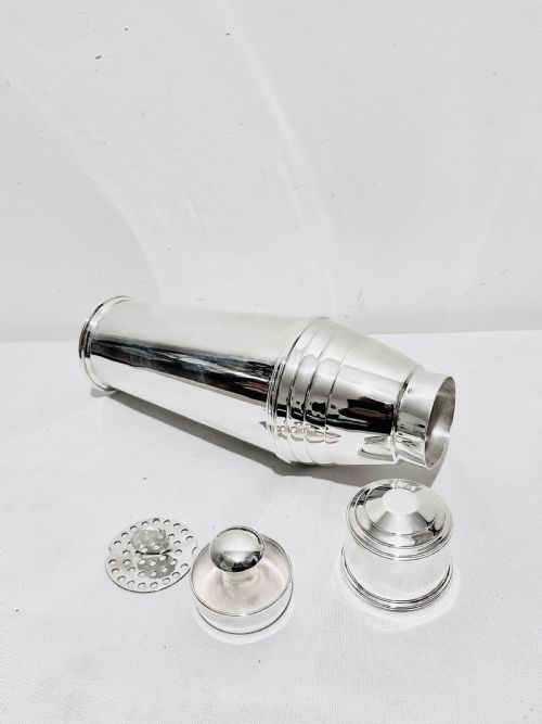 ART DECO SILVER PLATED COCKTAIL SHAKER BY BARKER ELLIS C1930 - ADDITIONAL PHOTO 6