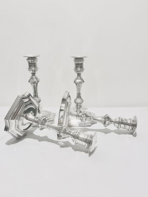 SET OF 4 ANTIQUE SILVER PLATED CANDLESTICKS C1900 BY BARKER ELLIS - ADDITIONAL PHOTO 1