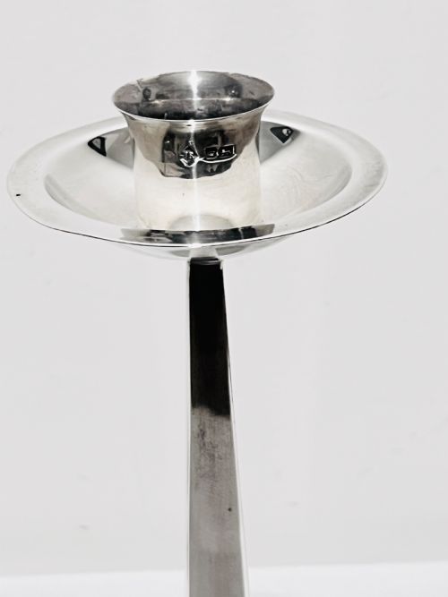 ENGLISH STERLING SILVER PAIR ARTS CRAFTS CANDLESTICKS SHEFFIELD 1910 - ADDITIONAL PHOTO 1
