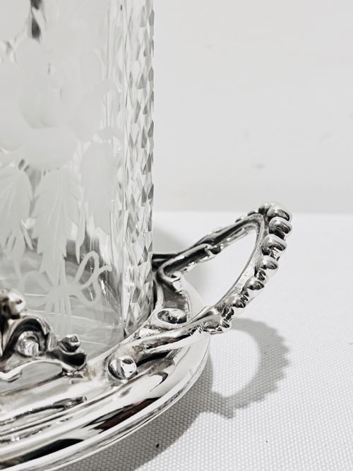 ANTIQUE SILVER PLATED AND CUT GLASS BISCUIT BOX C1880 - ADDITIONAL PHOTO 3