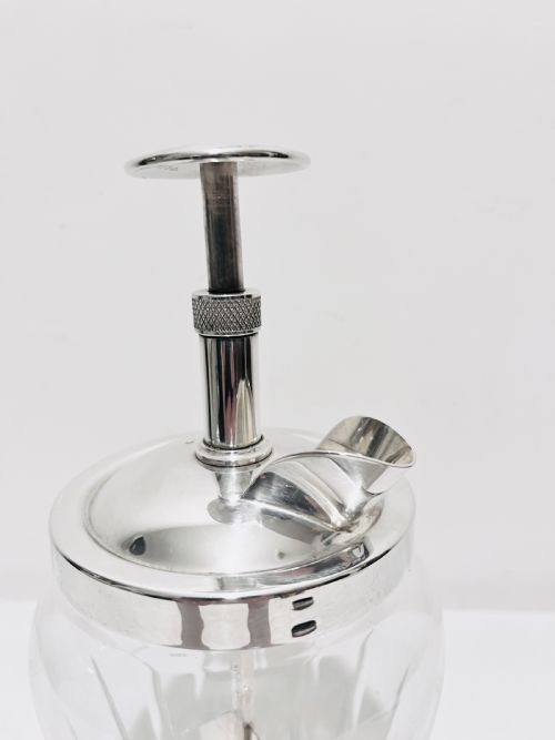 SILVER PLATED GLASS PUMP ACTION COCKTAIL MIXER C1930 - ADDITIONAL PHOTO 1