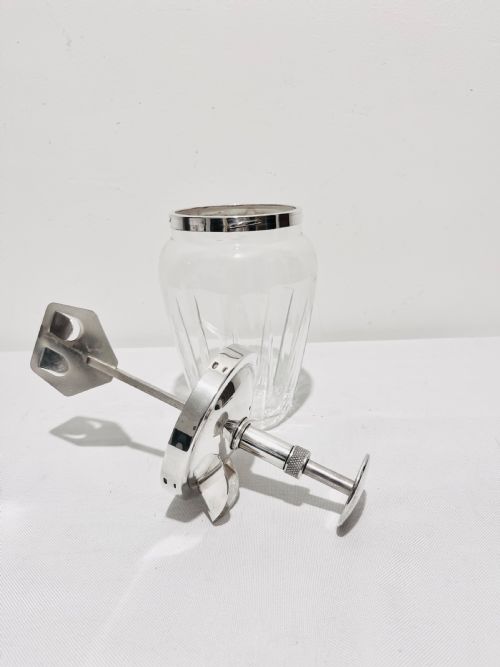 SILVER PLATED GLASS PUMP ACTION COCKTAIL MIXER C1930 - ADDITIONAL PHOTO 2