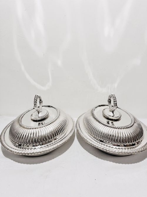 smart pair of antique silver plated entree dishes c1880 - CATEGORY: ANTIQUE SILVER - DATED 1880