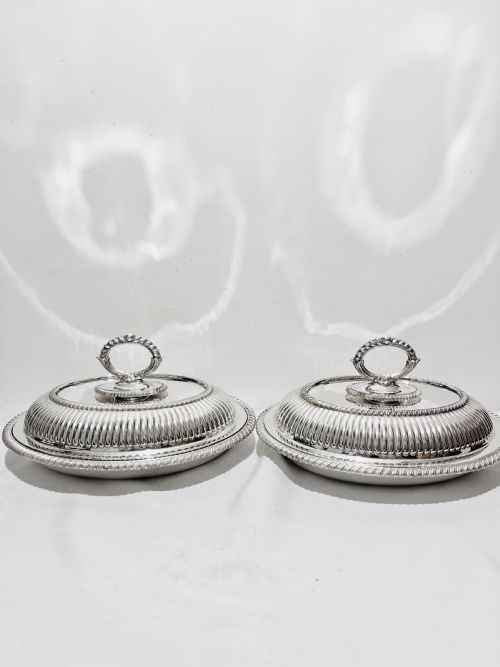 SMART PAIR OF ANTIQUE SILVER PLATED ENTREE DISHES C1880 - ADDITIONAL PHOTO 1