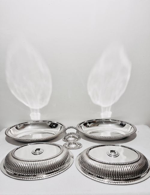 SMART PAIR OF ANTIQUE SILVER PLATED ENTREE DISHES C1880 - ADDITIONAL PHOTO 2