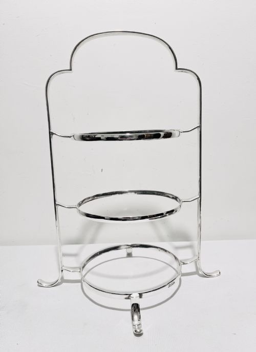 ANTIQUE SILVER PLATED THREE TIER CAKE STAND C1910 - ADDITIONAL PHOTO 4