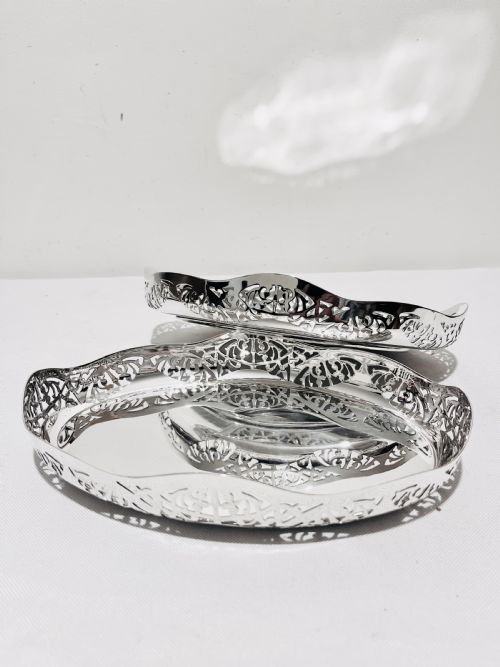 ANTIQUE SILVER PLATED TWO TIER CAKE STAND C1910 - ADDITIONAL PHOTO 2