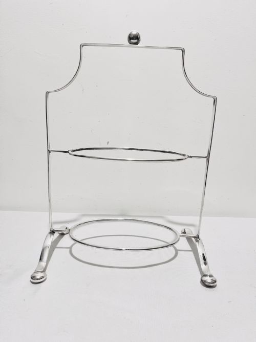 ANTIQUE SILVER PLATED TWO TIER CAKE STAND C1910 - ADDITIONAL PHOTO 4