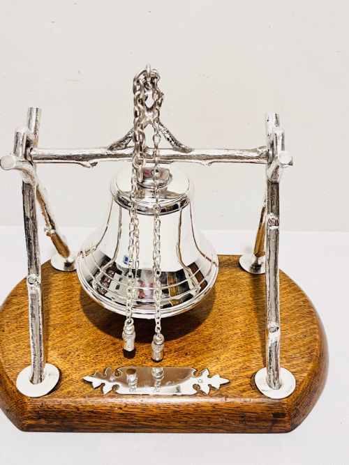 antique silver plated and oak dinner bell c1890 - CATEGORY: ANTIQUE SILVER - DATED 1890